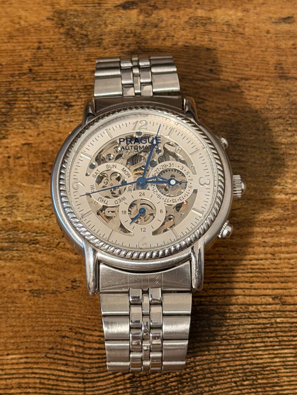 Prague Automatic Skeleton Dial Men's Mechanical Watch Stainless Steel